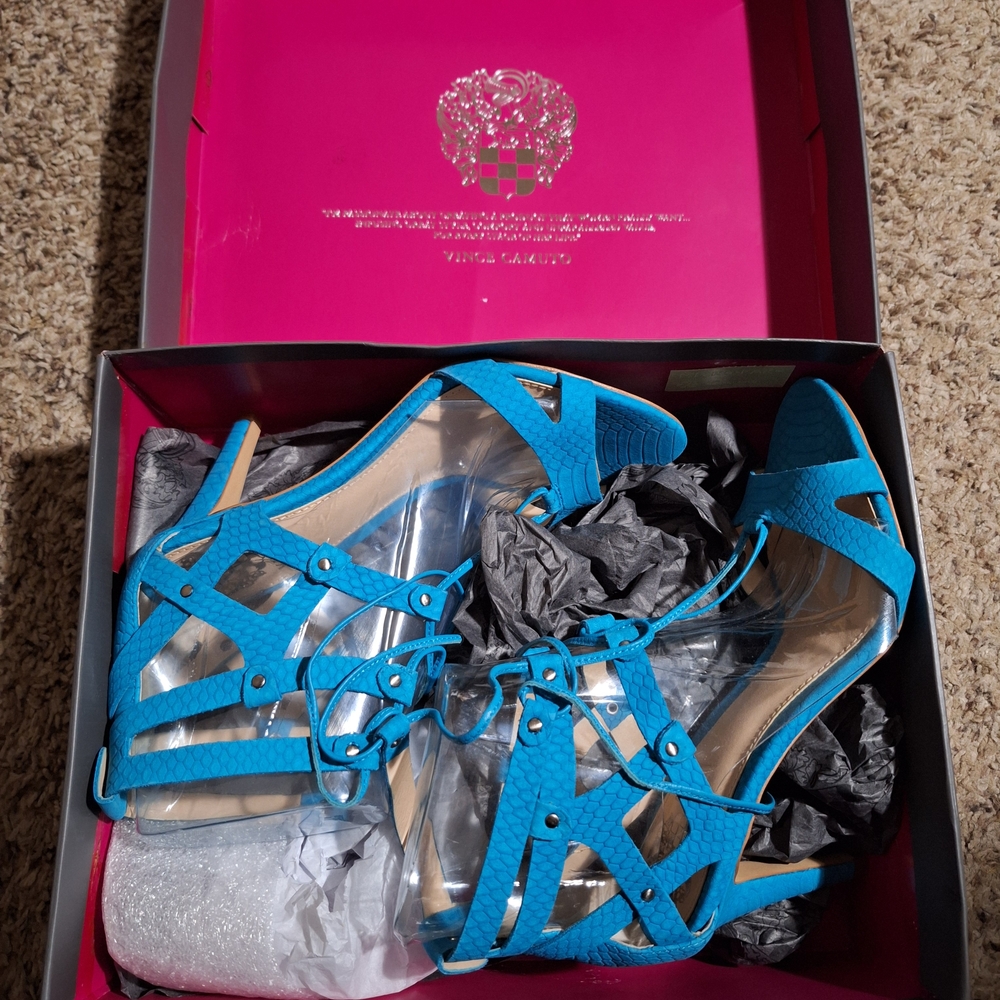 Vince Camuto Blue Strappy Heeled Sandals - Picture 6 of 8